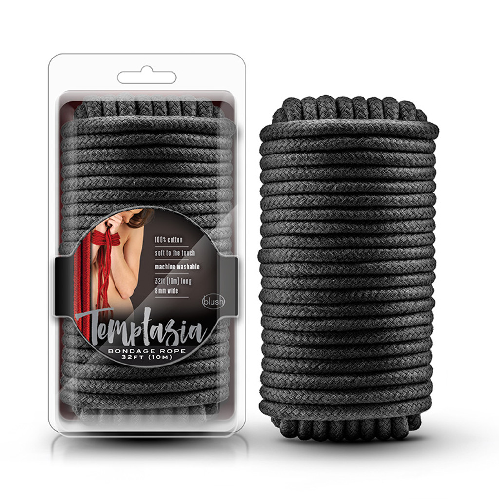 Black Blush Novelties Temptasia Bondage Rope 32Ft - Packaging Combo