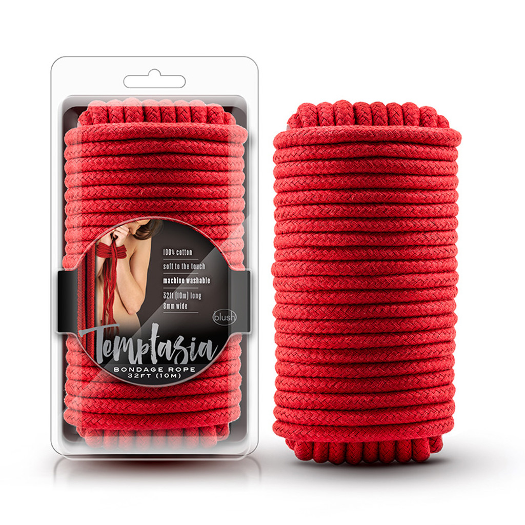 Red Blush Novelties Temptasia Bondage Rope 32Ft  - Packaging Combo