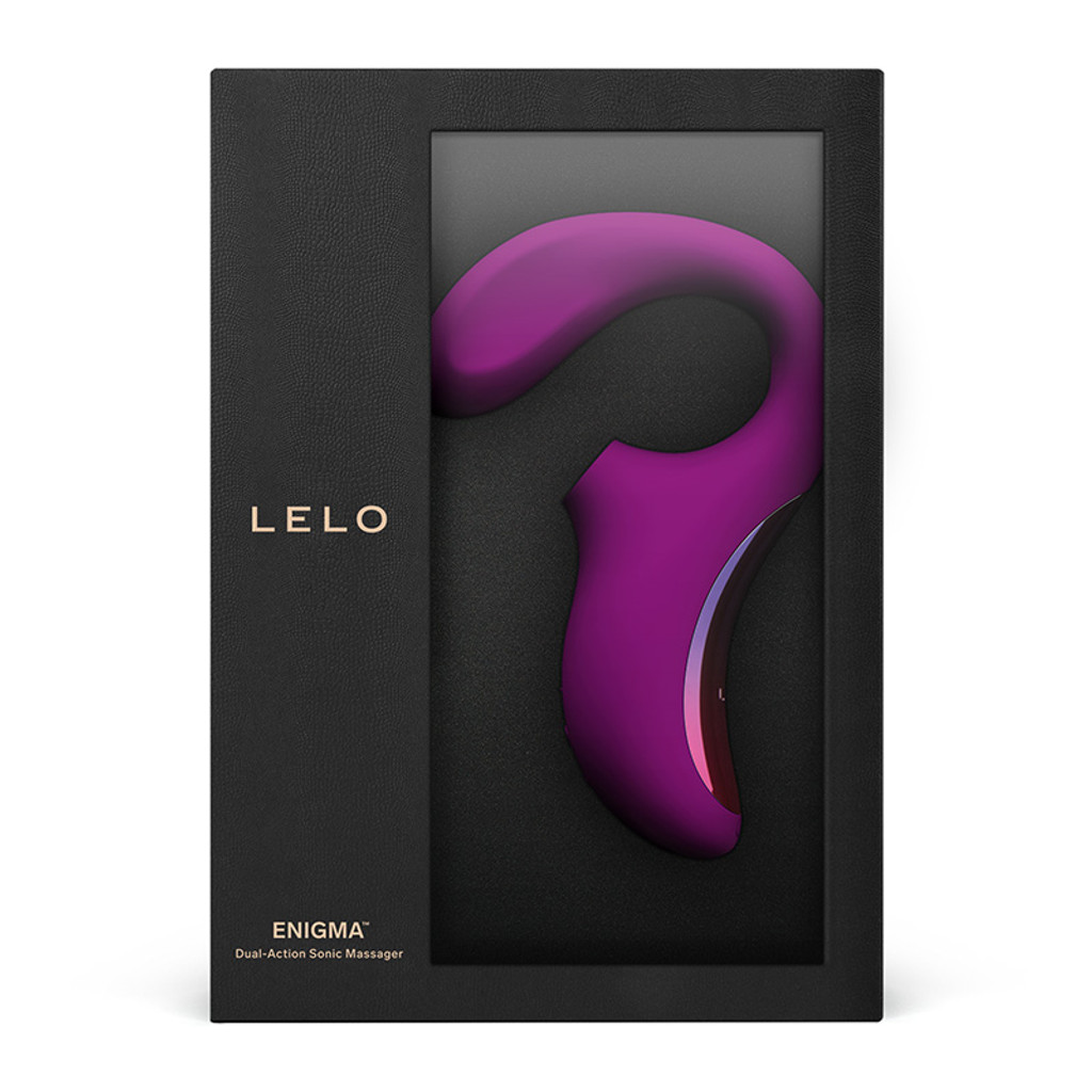 Deep Rose LELO ENIGMA Dual Action Sonic Massager  - Packaging Front