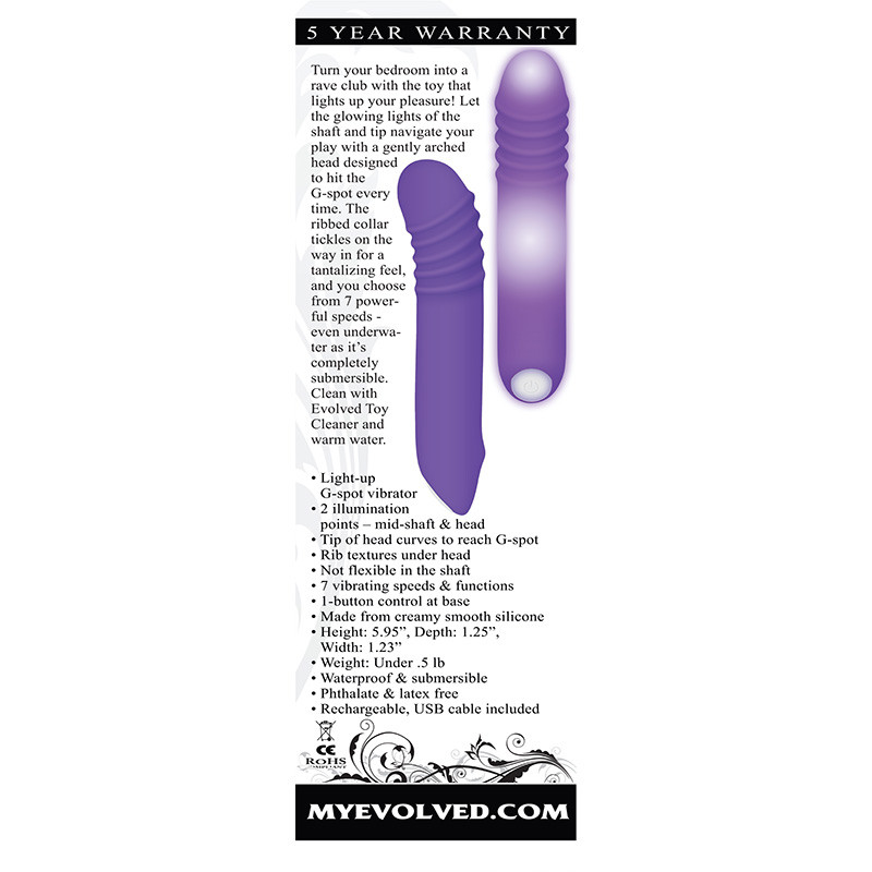 Evolved Novelties The G-Rave Light-up G-spot Vibrator - Packaging Back