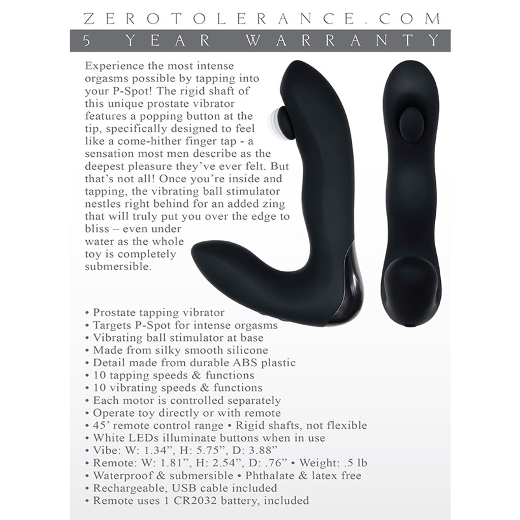 Zero Tolerance Tap It Prostate Tapping Vibrator - Packaging Back