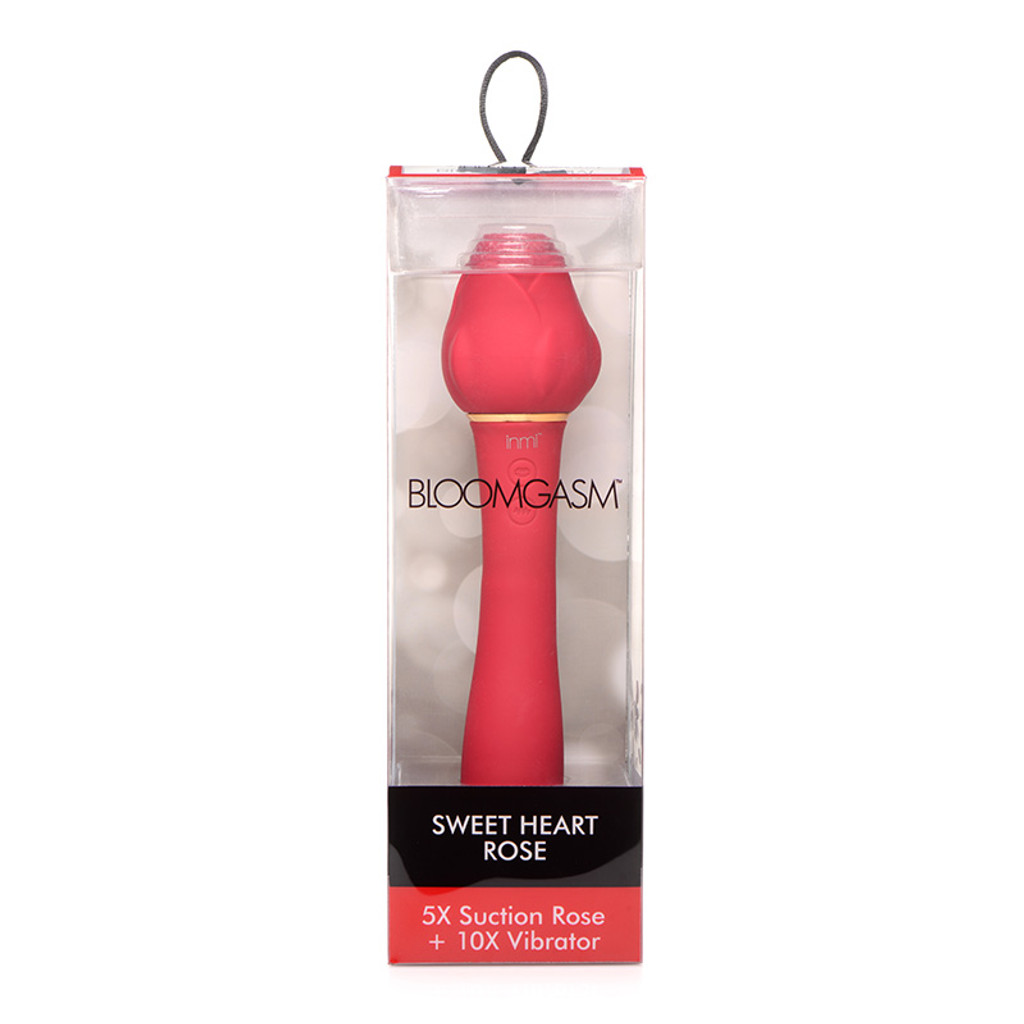 XR Brands Bloomgasm Sweet Heart Rose 5X Suction Rose + 10X Vibrator - Packaging Front