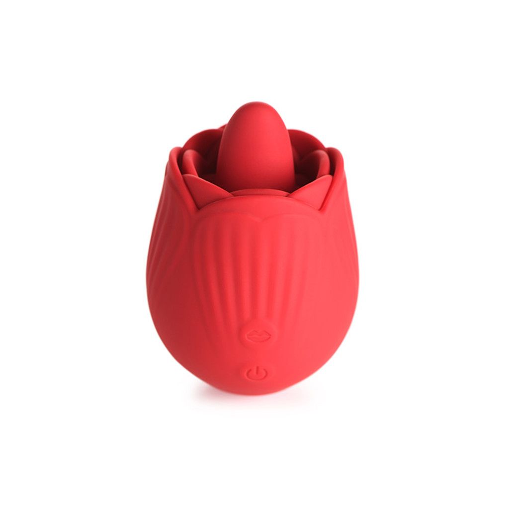 XR Brands Bloomgasm French Rose Licking & Vibrating Stimulator - Top Side