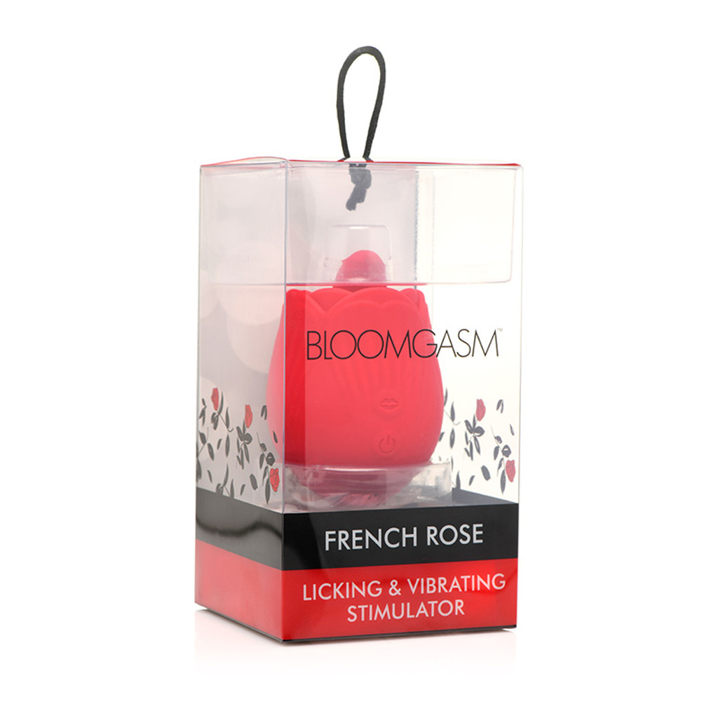 XR Brands Bloomgasm French Rose Licking & Vibrating Stimulator - Packaging 3D