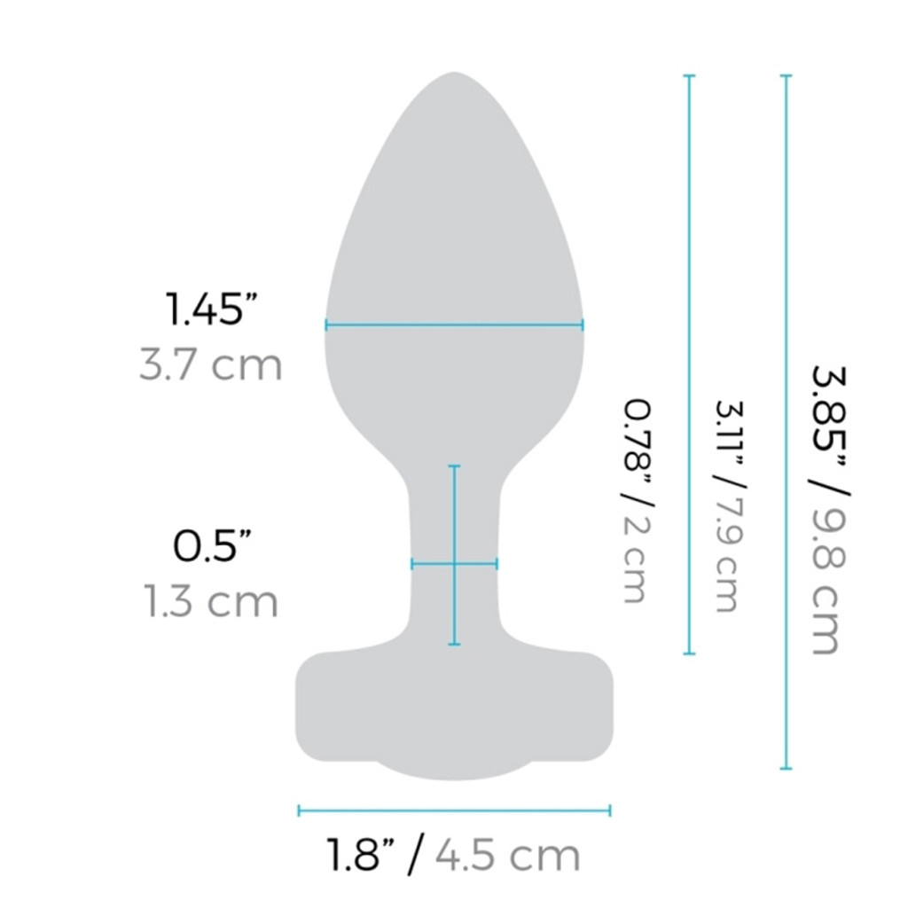 b-Vibe Vibrating Heart Jeweled Butt Plug - Measurements 