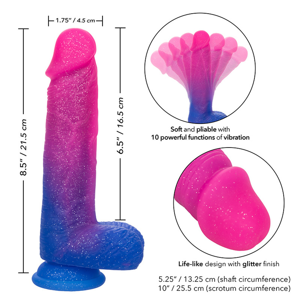 CalExotics Naughty Bits Ombré Hombre XL Vibrating Dildo - Features 