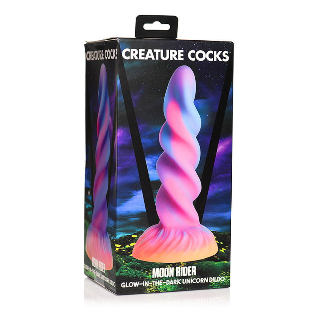 XR Brands Creature Cocks Moon Rider Glow-In-The-Dark Unicorn Dildo - 3D Box