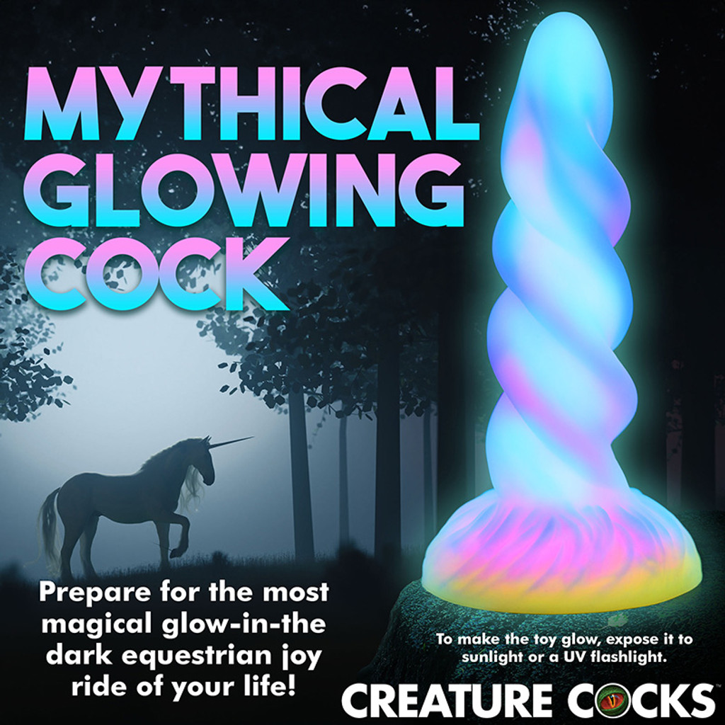 XR Brands Creature Cocks Moon Rider Glow-In-The-Dark Unicorn Dildo - Glow-In-The-Dark Ad