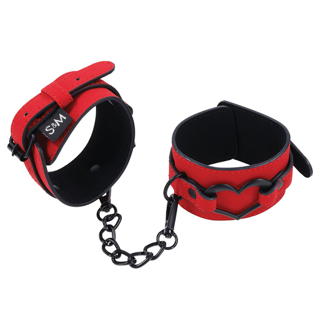 Sportsheets Amor Vegan Leather Handcuffs with Heart Accents