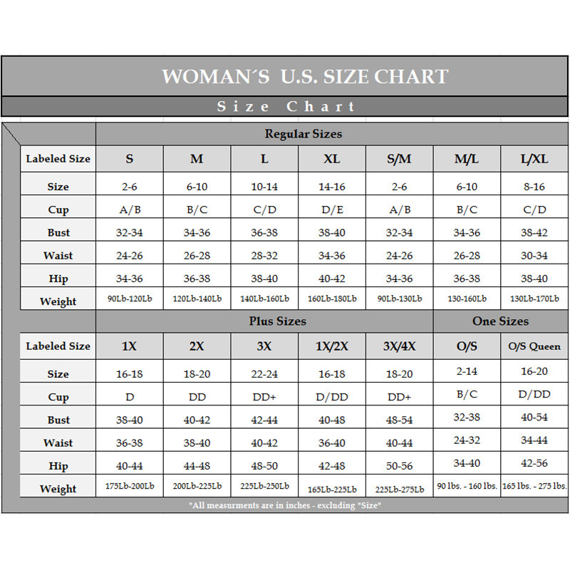Escanté Size Chart