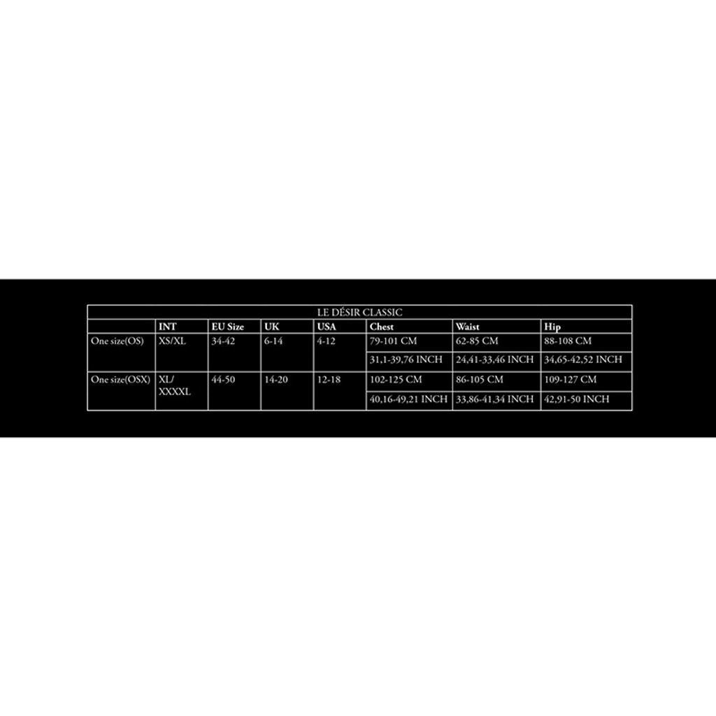 Le Desir Size Chart