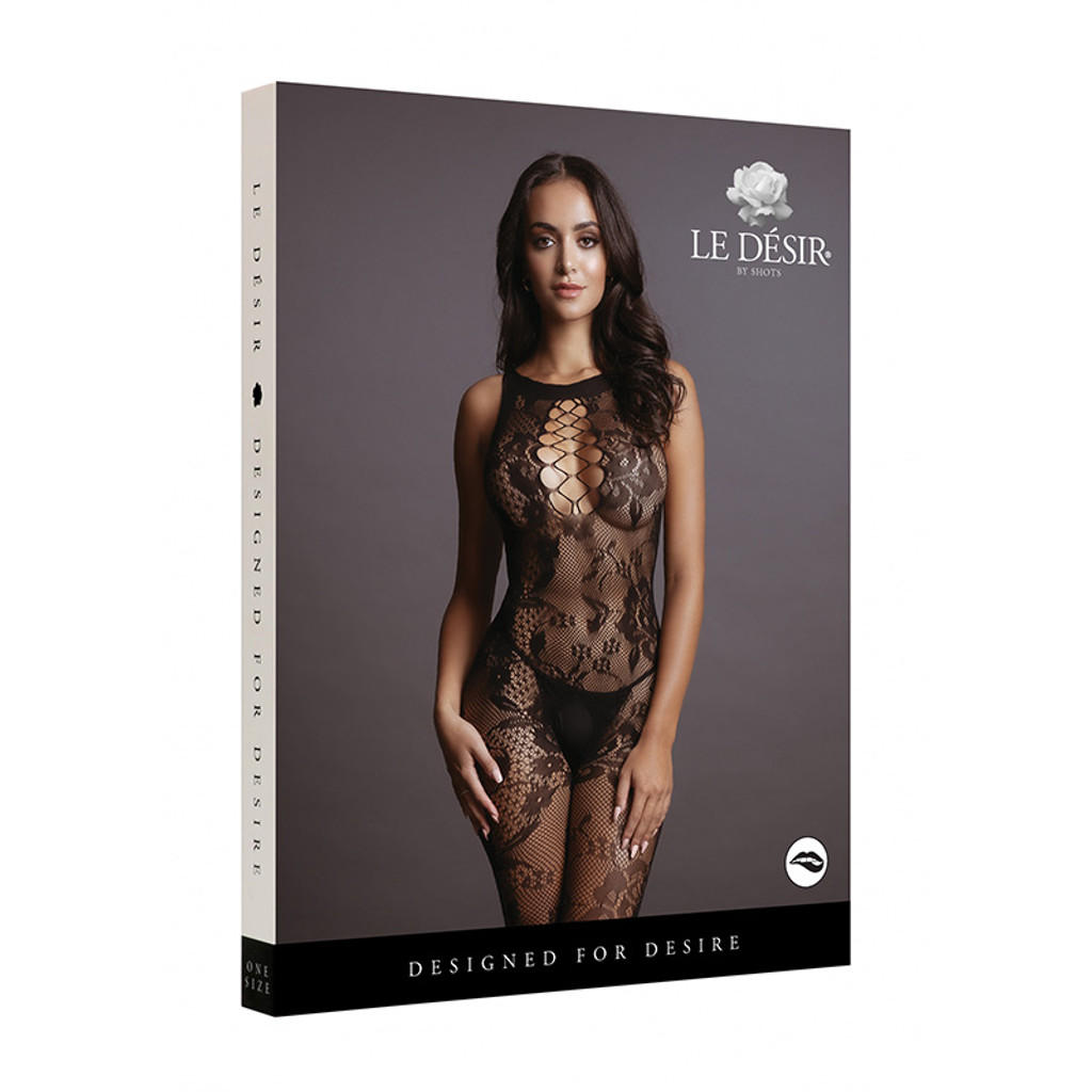Black Le Desir Criss Cross Neck Bodystocking  - Packaging Front