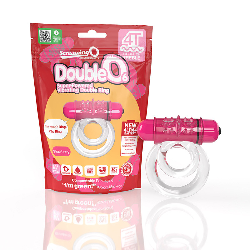 Strawberry Screaming O 4T Double O 6 Treble Style Vibrating Double Ring - Catalog