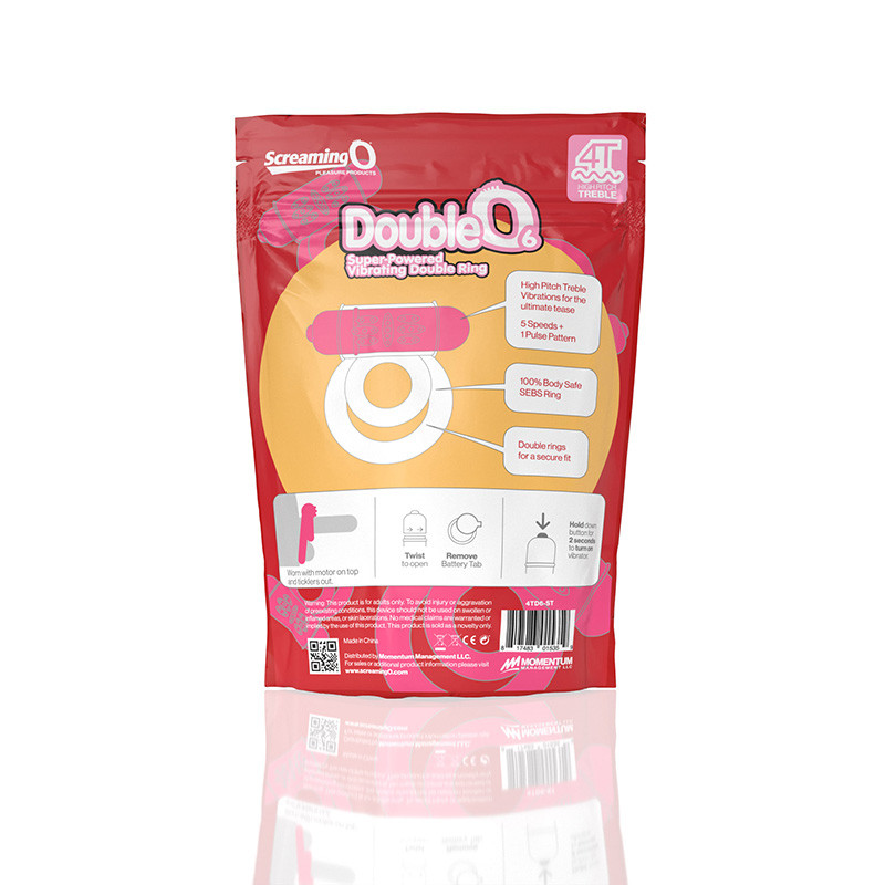 Strawberry Screaming O 4T Double O 6 Treble Style Vibrating Double Ring - Packaging Back