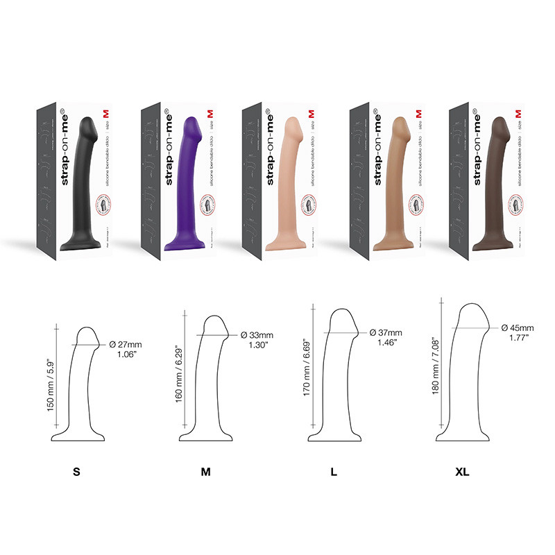 Strap-On-Me Semi-Realistic Dual Density Bendable Dildo - Size Chart