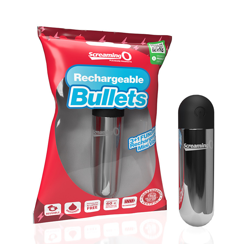 Silver Screaming O Rechargeable Vibrating Bullet - Packaging