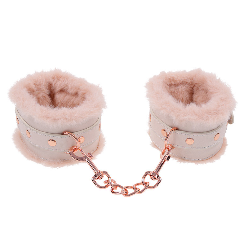 Sex & Mischief Peaches 'n CreaMe Faux Fur Handcuffs - Front #1