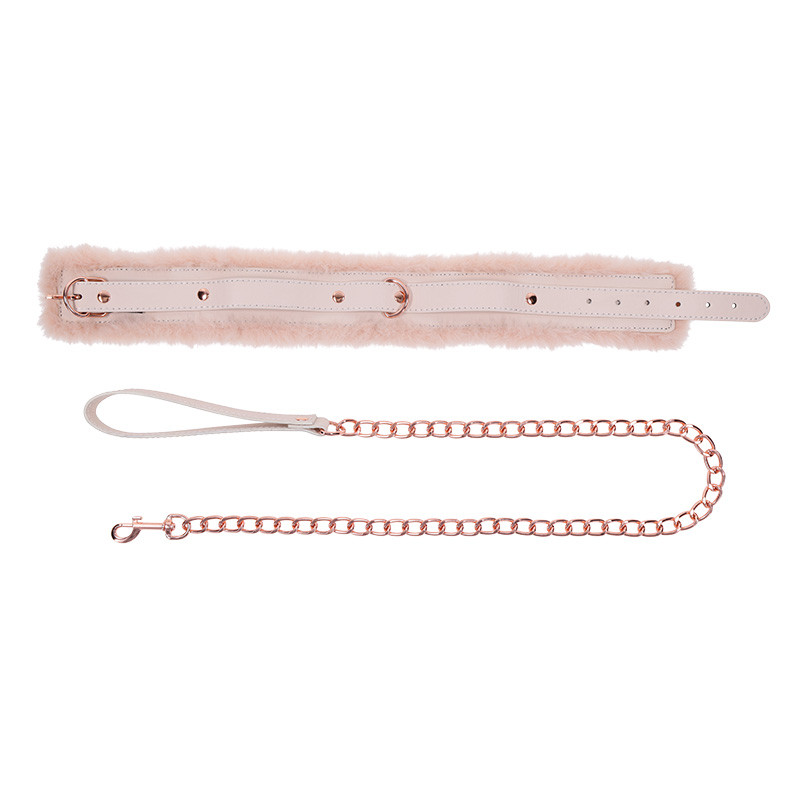 Sex & Mischief Peaches 'n CreaMe Faux Fur Collar & Leash - Flat Components 