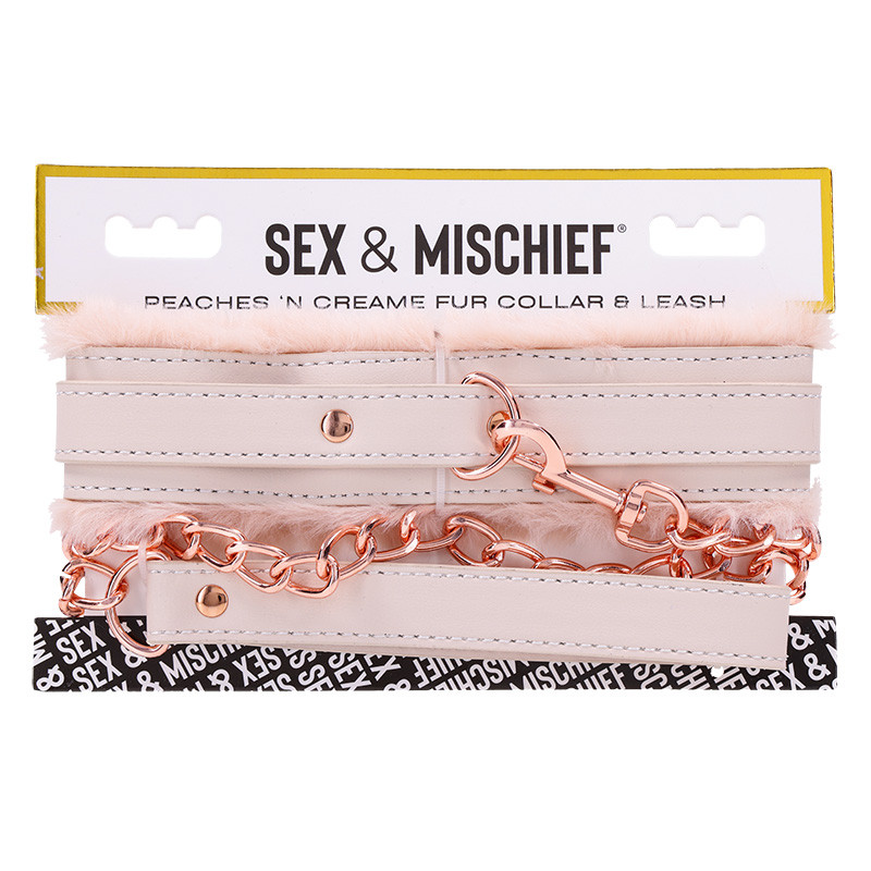 Sex & Mischief Peaches 'n CreaMe Faux Fur Collar & Leash - Packaging Front