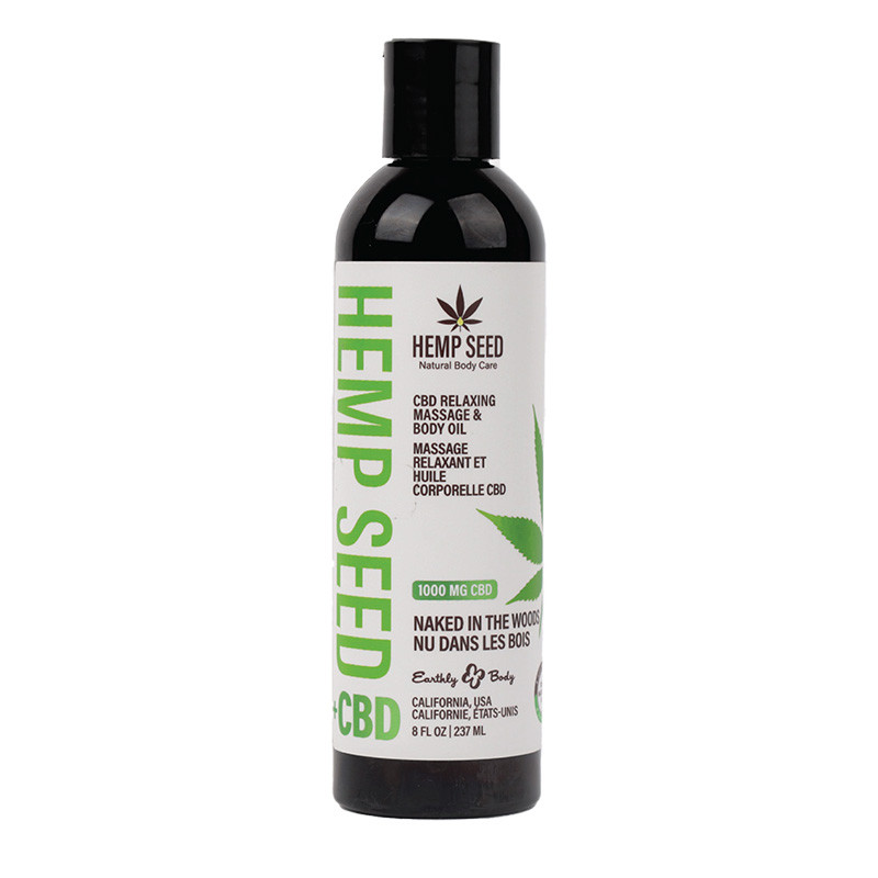 Naked in the Woods Hemp Seed CBD Relaxing Massage and Body Oil - 8 oz. Front