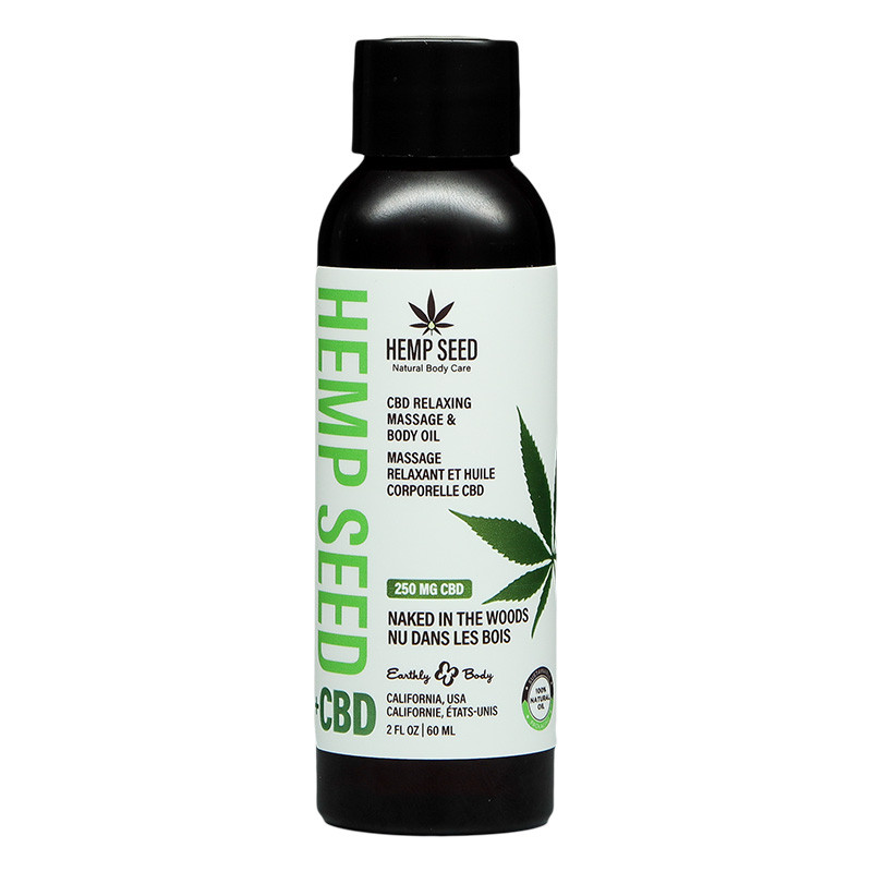 Naked in the Woods Hemp Seed CBD Relaxing Massage and Body Oil - 2 oz. Front