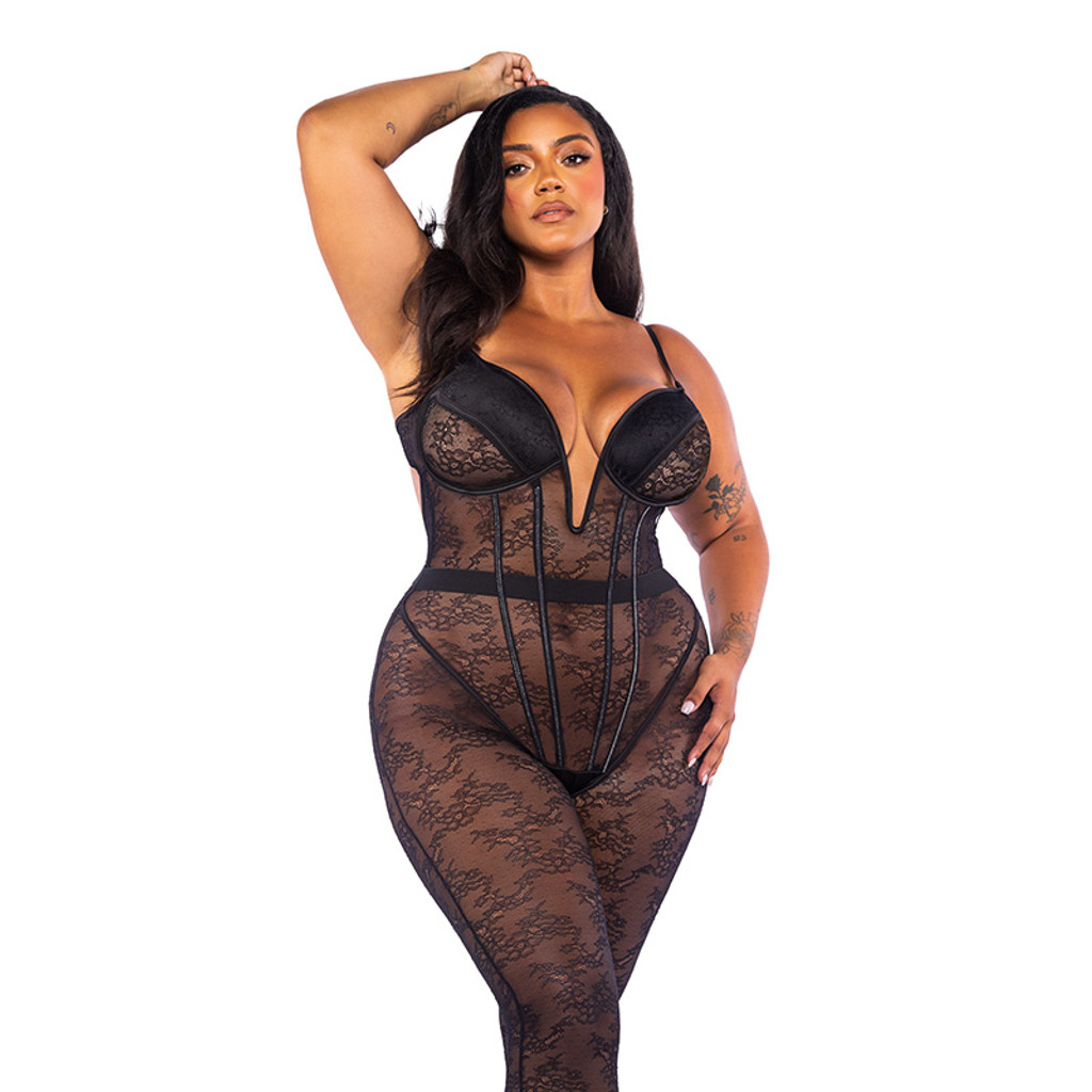 Roma Plus Size Belle Noir Catsuit 