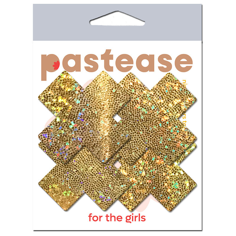 Petites: Two-Pair Small Gold Glitter Plus Nipple Pasties - Packaging