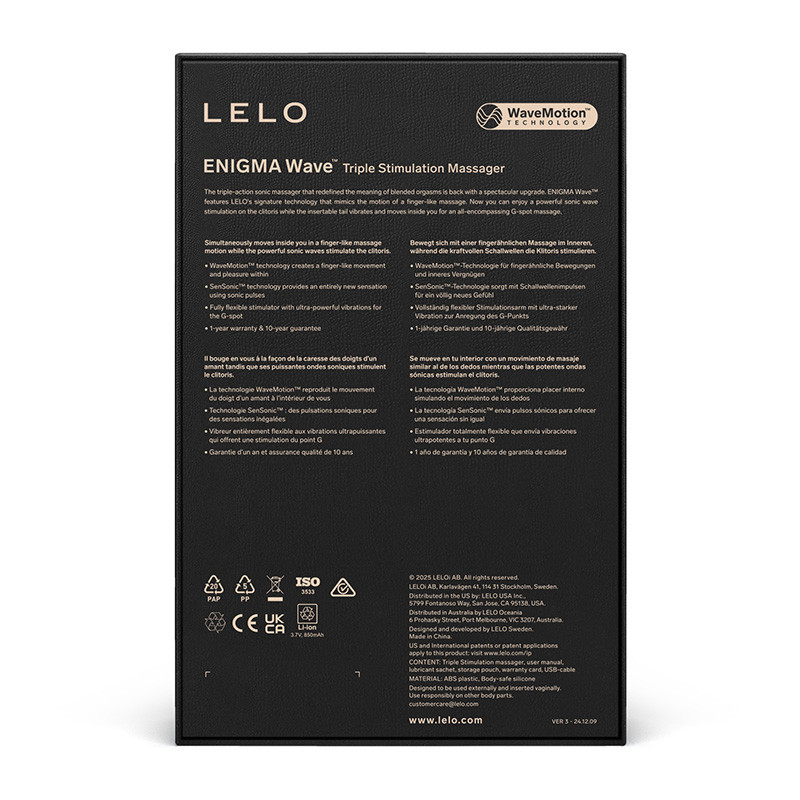 ENIGMA Wave Dual-Stimulation Sonic Massager by LELO - Packaging Back