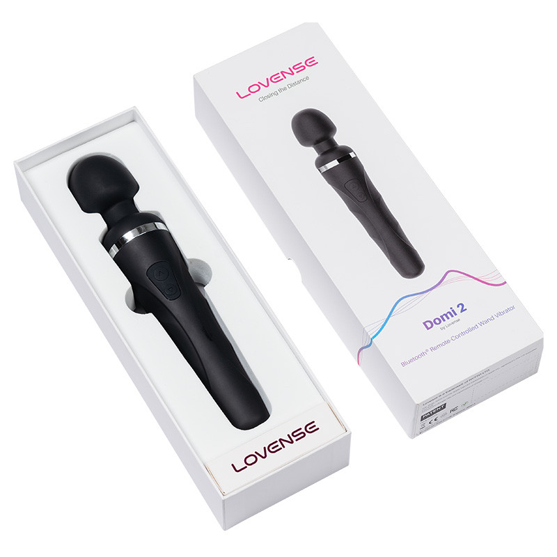 Lovense Domi 2 Bluetooth App-Controlled Wand Massager - Laying Open Packaging