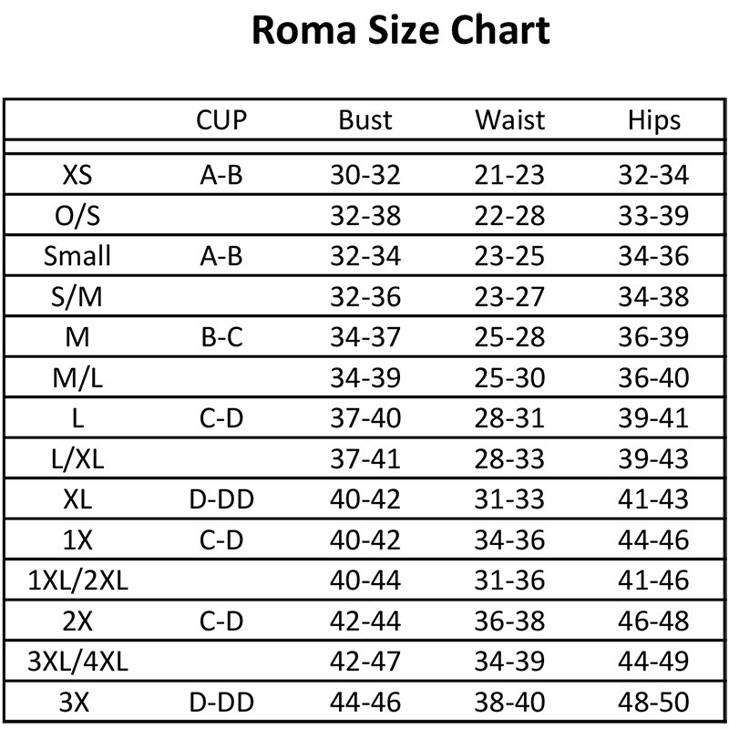Roma Size Chart
