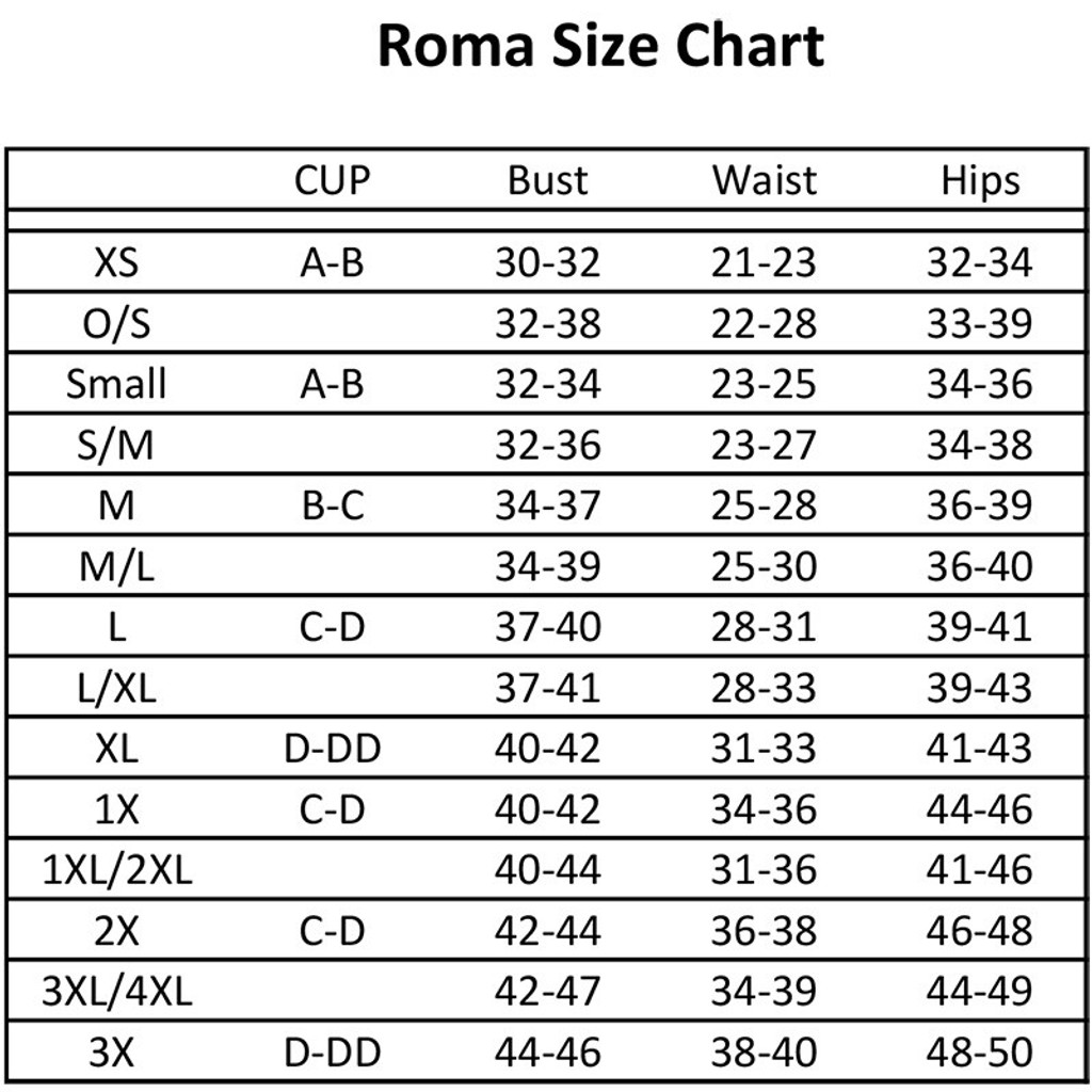 Roma Size Chart