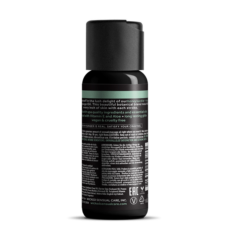 Wicked Sensual Care 4 oz. Sensual Massage Oil Honeysuckle + Ivy - Back