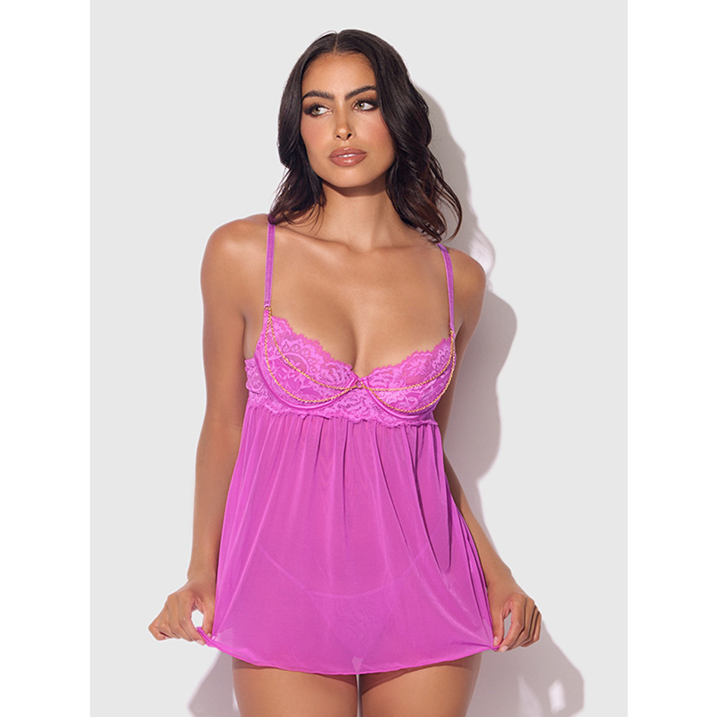 House of Desire Reanna Lace & Chain Babydoll & G-String Set