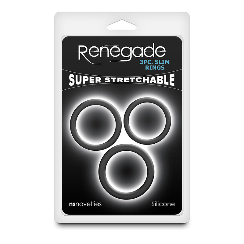 Black NS Novelties Renegade  3 pc. Slim Rings - Packaging