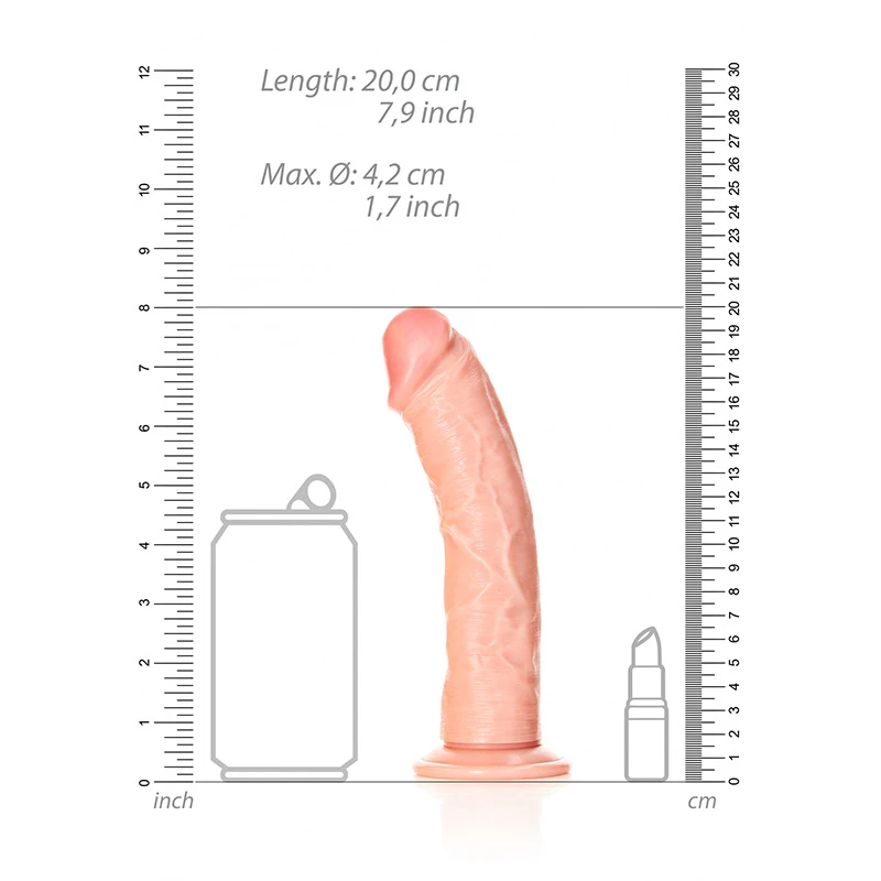 Flesh Shots RealRock 7" Realistic Curved Dildo - Measurements