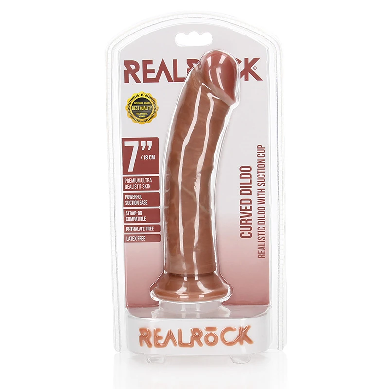Tan Shots RealRock 7" Realistic Curved Dildo - Packaging