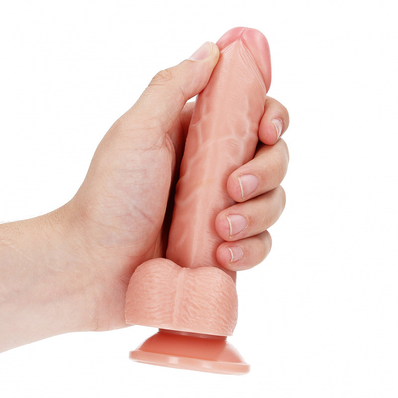 Flesh Shots RealRock 6" Realistic Curved Dildo with Balls - Hand