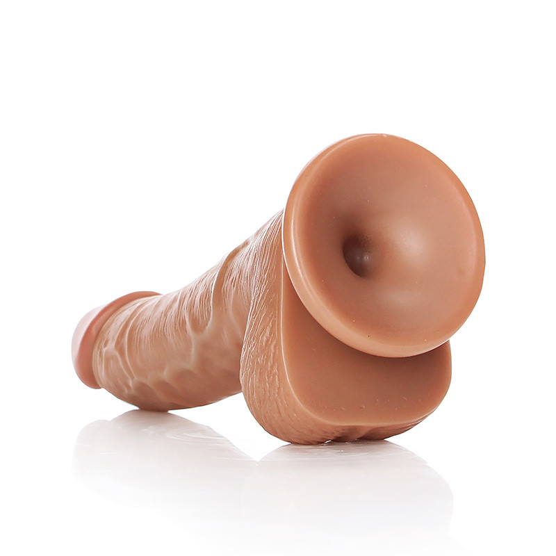 Tan Shots RealRock 6" Realistic Curved Dildo with Balls - Suction Cup