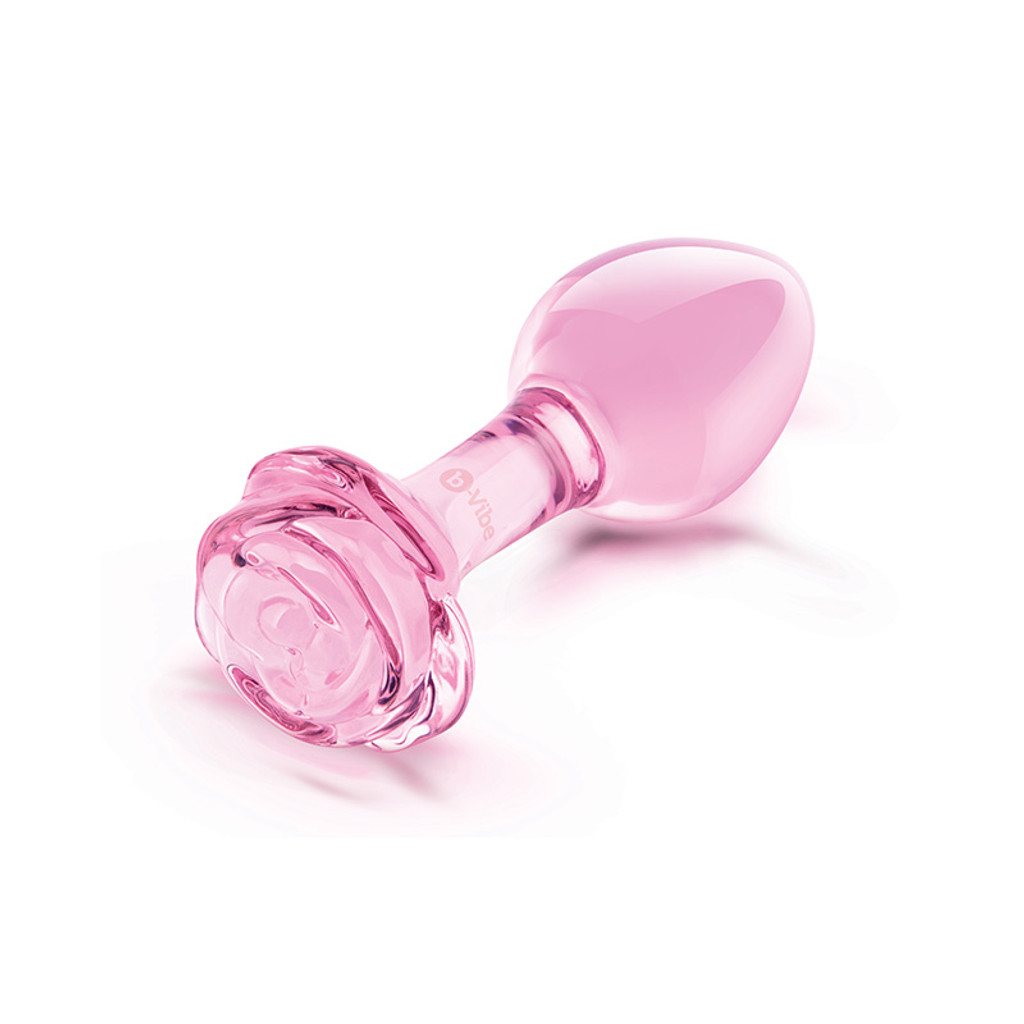 b-Vibe Pink Roses Glass Butt Plug Training Set - Base