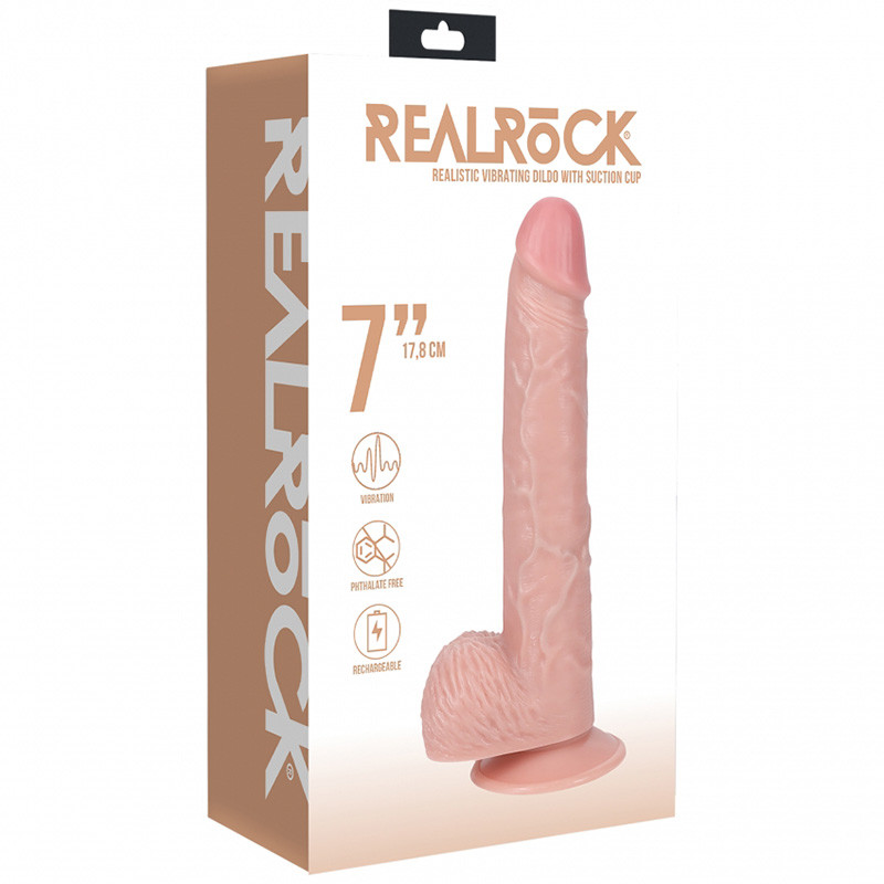 RealRock 7" Realistic Vibrating Cock with Balls - Packaging