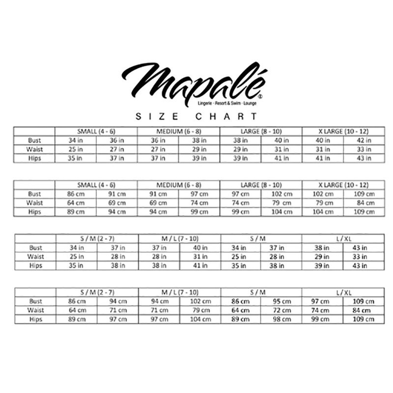 Mapale Size Chart