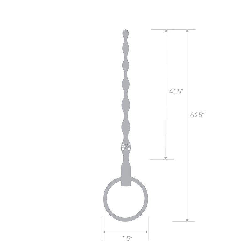 Stainless Steel Ribbed 4.25" Urethral Sound - Measurements
