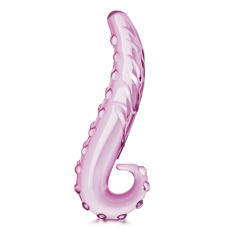 Glas Lick-It 6"Glass Dildo – Textured Curved Nubbed Pleasure Toy