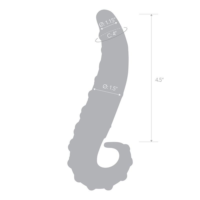 Glas Lick-It 6"Glass Dildo – Textured Curved Nubbed Pleasure Toy - Measurements
