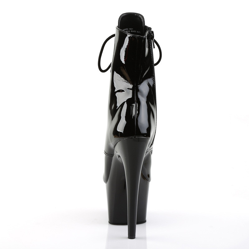 ADORE-1021 7" Stiletto Heel Platform Peep Toe Front Lace-Up Ankle Boot - Back