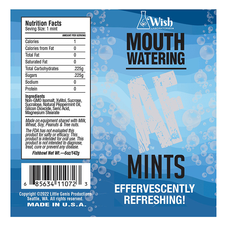 Little Genie Mouth Watering AF Mints - Label