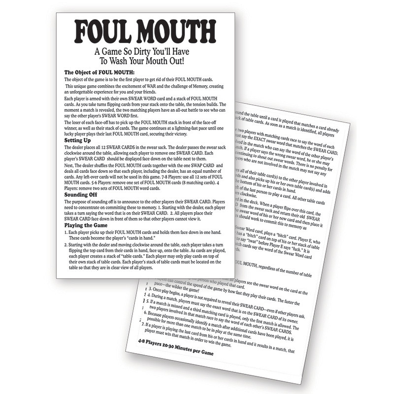 Little Genie Foul Mouth Card Game - Contents