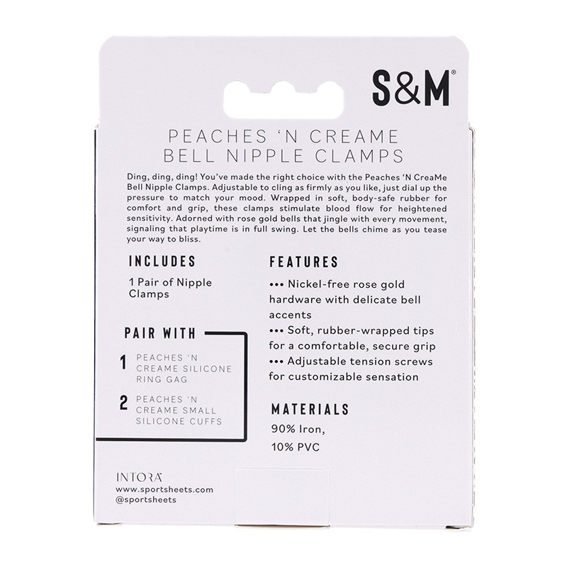 Sex & Mischief Peaches 'n CreaMe Bell Nipple Clamps - Packaging Back