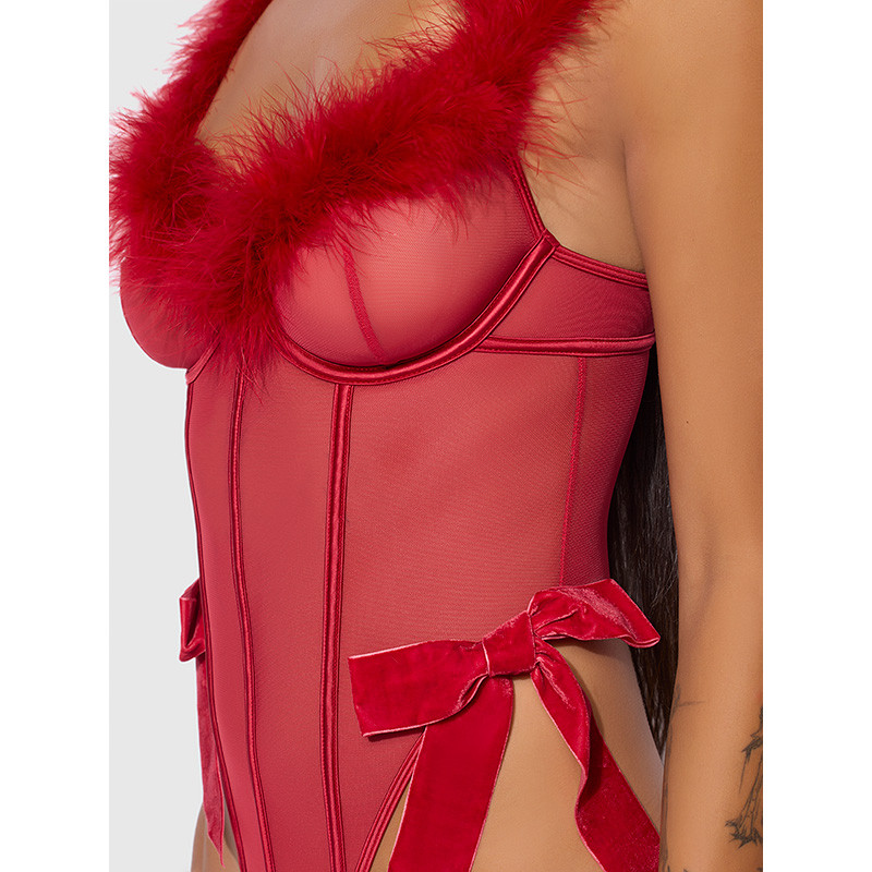 House of Desire Marilyn Mesh & Marabou Teddy - Detail