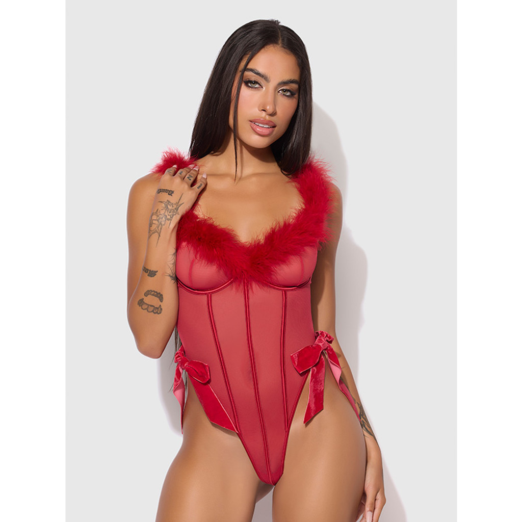 House of Desire Marilyn Mesh & Marabou Teddy